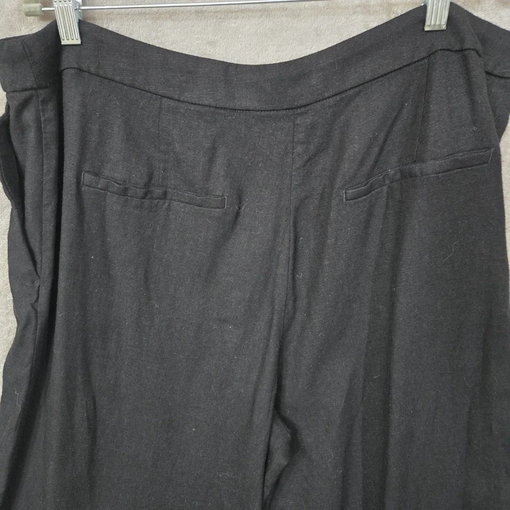 H&M Linen Blend Wide Leg‎ Cropped Pants Womens 18 Black Minimalist Lagenlook